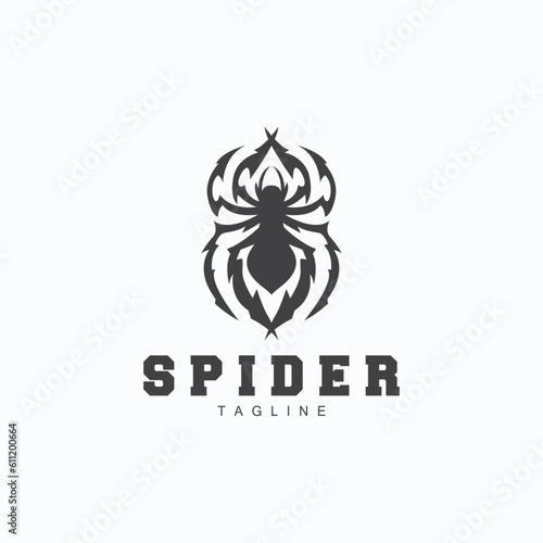 Spider Logo, Insect Animal Vector, Minimalist Design Symbol Illustration Silhouette