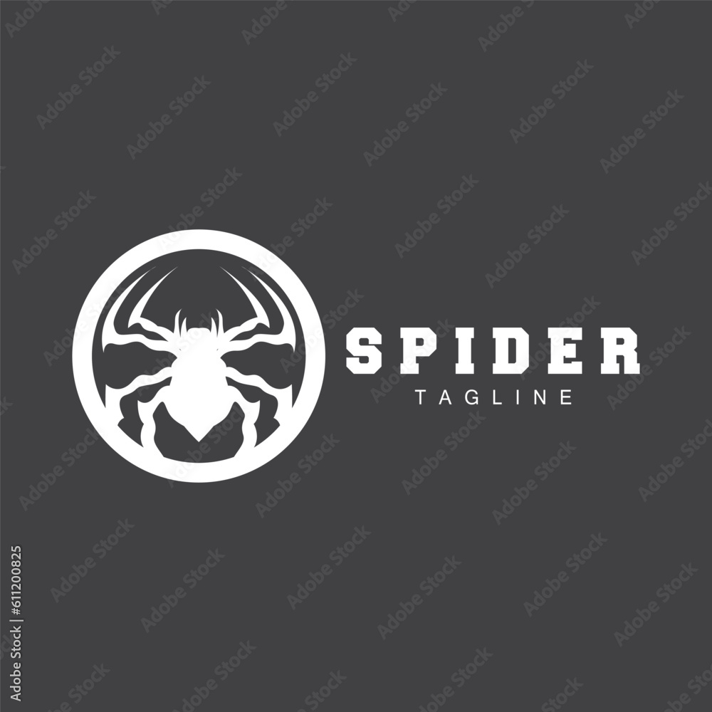 Obraz premium Spider Logo, Insect Animal Vector, Minimalist Design Symbol Illustration Silhouette