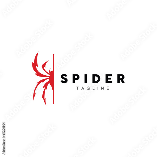 Spider Logo, Insect Animal Vector, Minimalist Design Symbol Illustration Silhouette