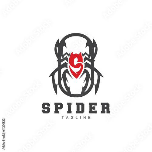 Spider Logo, Insect Animal Vector, Minimalist Design Symbol Illustration Silhouette