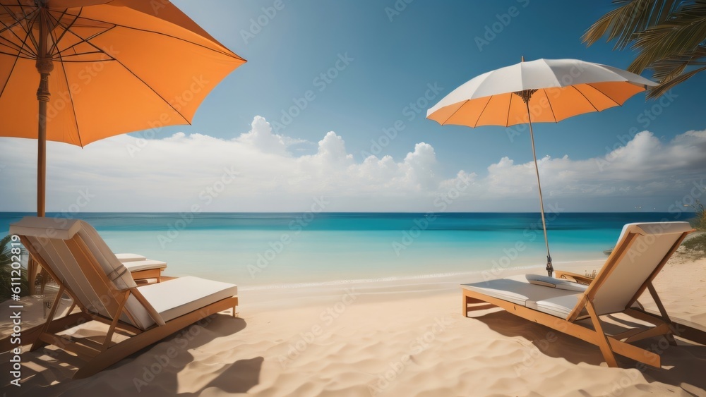 summer beach background illustration. copy space. generative Ai summer beach background illustration. copy space. generative Ai