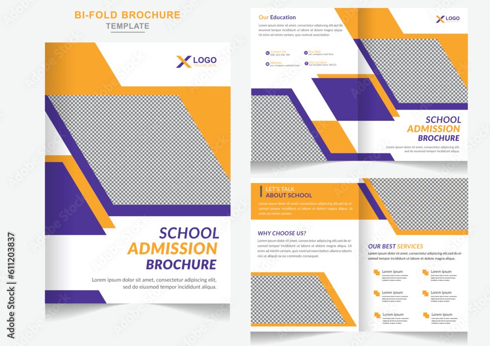 Modern Back to school admission bi-fold brochure template design