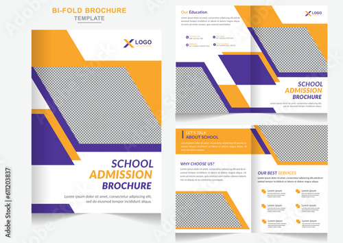 Obraz na płótnie Modern Back to school admission bi-fold brochure template design w salonie