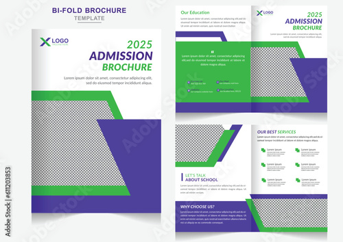 Education bifold brochure design template, creative school admission brochure design presentation template 