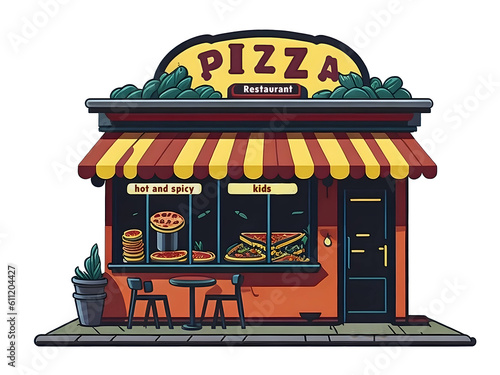 pizza restaurant cartoon graphic 3d illustration with transparent png