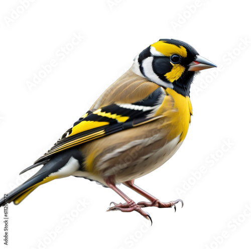 A Beautiful Goldfinch, Common European Bird, isolated, transparent background, no background. PNG. Generative AI.
