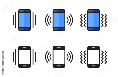 Mobile phone vibrating icon vector ringtone symbols for app web logo banner icon button - Vector File