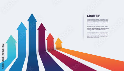 Growth arrow target direction concept to success.