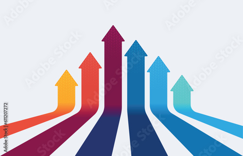 Growth arrow target direction concept to success.