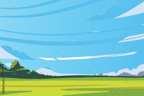 Landscape Background vector illustration with Open sky and field