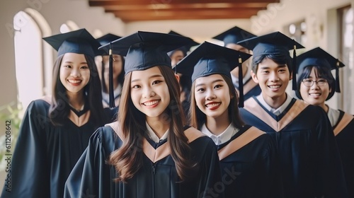 Asian Diversity college students in graduation, Generative AI