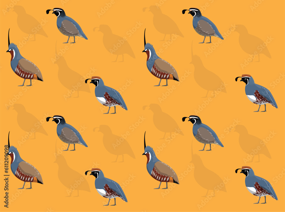 Naklejka premium Bird Quail Cute Cartoon Seamless Wallpaper Background