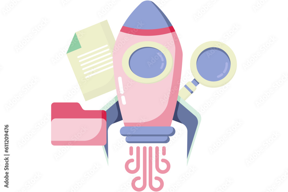 the rocket slides between documents and folders. business line development. developing startups the rocket slides between documents and folders. business line development. developing startups
