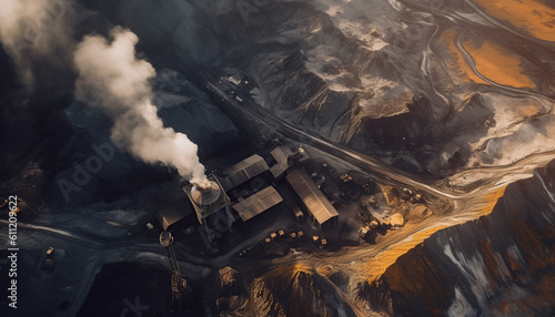 aerial view of coal mining site