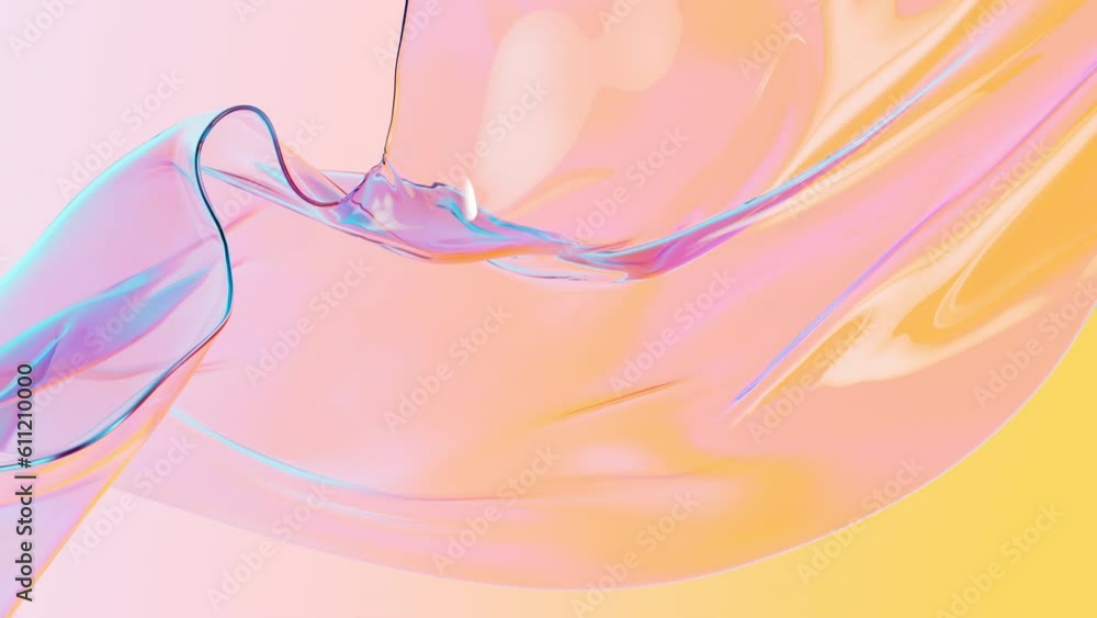 Abstract flowing transparent glass , 3d rendering.