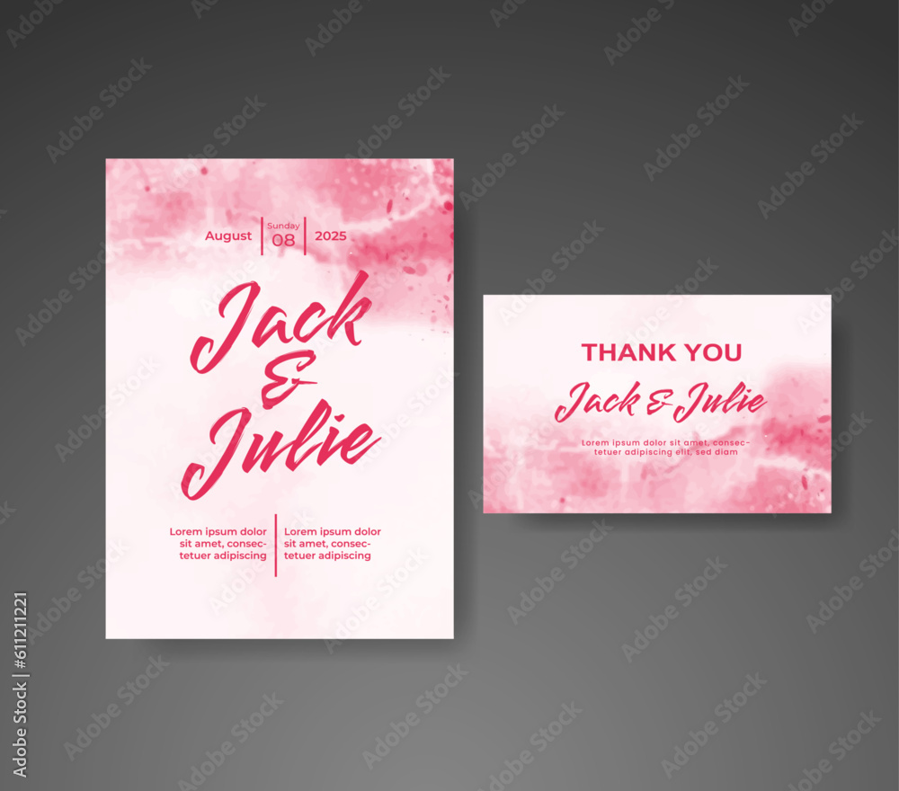 Wedding invitation with abstract watercolor background Wedding invitation with abstract watercolor background