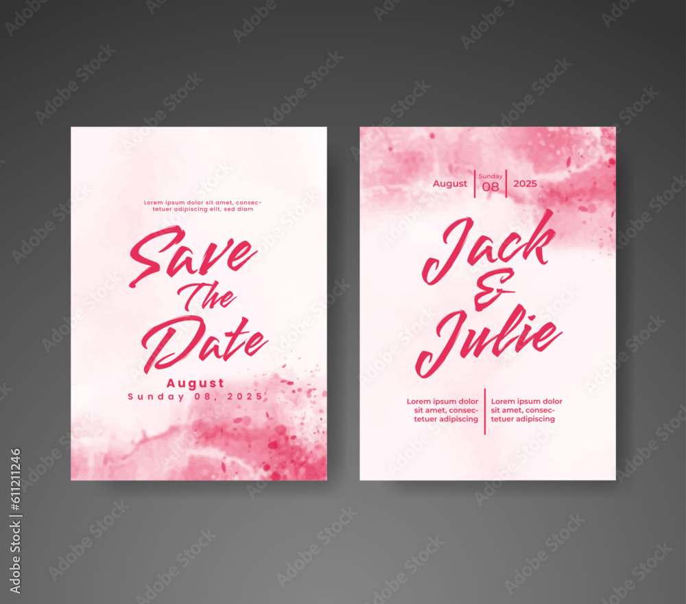 Wedding invitation with abstract watercolor background Wedding invitation with abstract watercolor background
