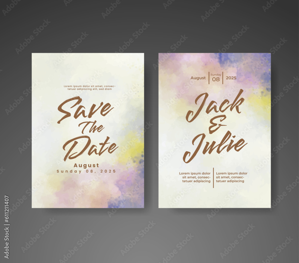 Wedding invitation with abstract watercolor background Wedding invitation with abstract watercolor background