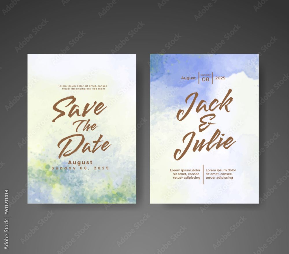 Wedding invitation with abstract watercolor background Wedding invitation with abstract watercolor background