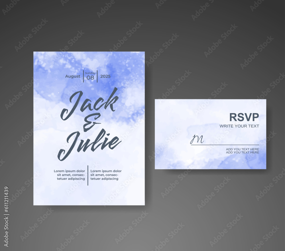 Wedding invitation with abstract watercolor background Wedding invitation with abstract watercolor background