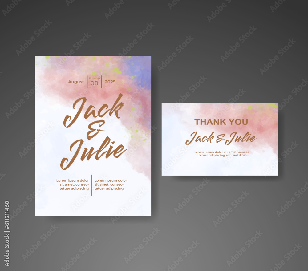 Wedding invitation with abstract watercolor background Wedding invitation with abstract watercolor background