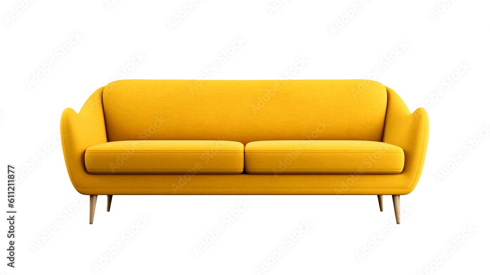 Yellow modern sofa isolated with transparent background Yellow modern sofa isolated with transparent background