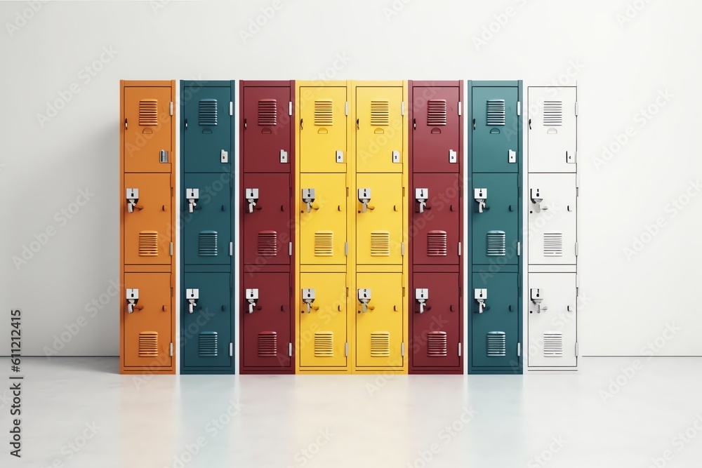 Stack of detailed school lockers. generative AI Stack of detailed school lockers. generative AI