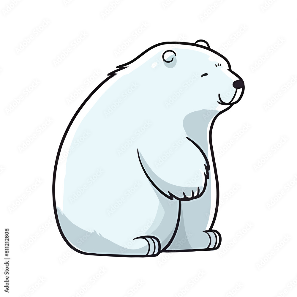 Quirky Polar Bear: Playful 2D Illustration of a Charming Ice Explorer Quirky Polar Bear: Playful 2D Illustration of a Charming Ice Explorer
