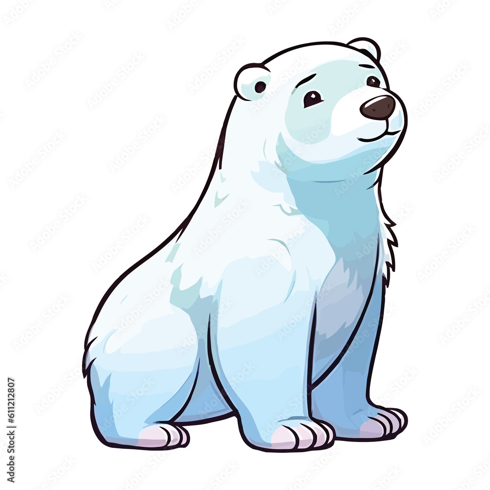 Quirky Polar Bear: Playful 2D Illustration of a Charming Ice Explorer Quirky Polar Bear: Playful 2D Illustration of a Charming Ice Explorer