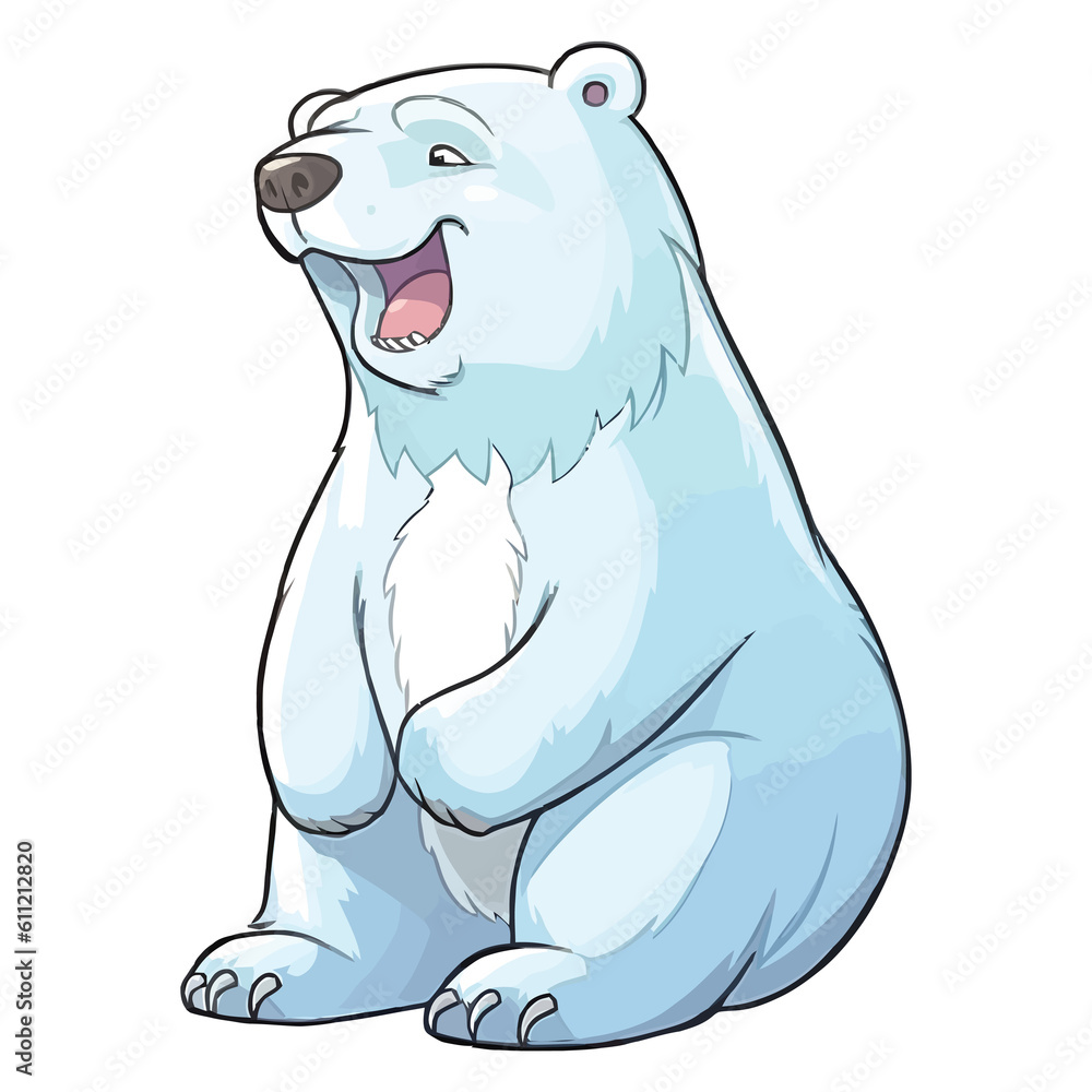 Quirky Polar Bear: Playful 2D Illustration of a Charming Ice Explorer Quirky Polar Bear: Playful 2D Illustration of a Charming Ice Explorer