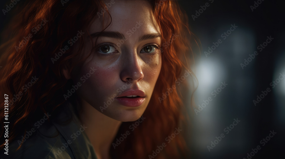 Depressed young woman near window at home, closeup, Generative AI Depressed young woman near window at home, closeup, Generative AI