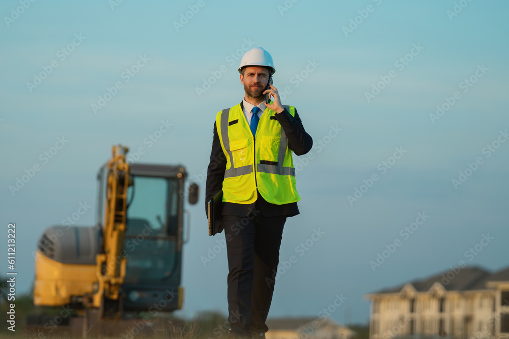 construction business owner in helmet at building site outdoor construction business owner in helmet at building site outdoor