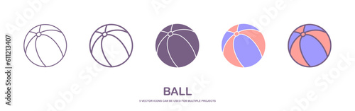 Beach Balls. Set of Isolated Beach Balls. balls icons. Isolated Illustration on White Background.