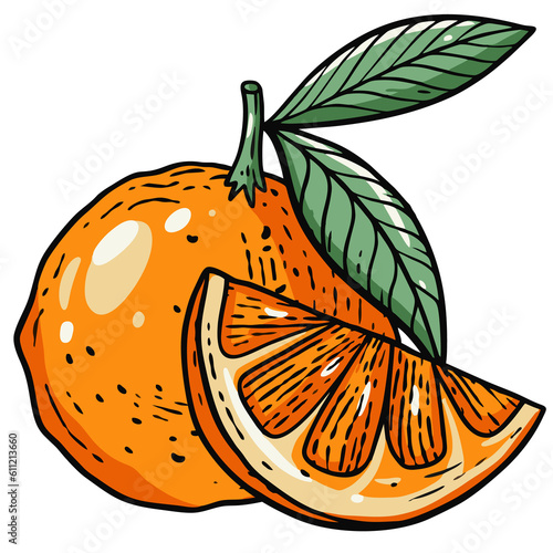 Orange sign whole and slice in sketch style art