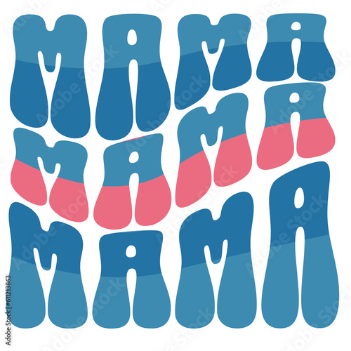 Mama wavy text design. 4th of July  quote retro PNG sublimation printable design for t shirt, mug, card, tumbler etc. 