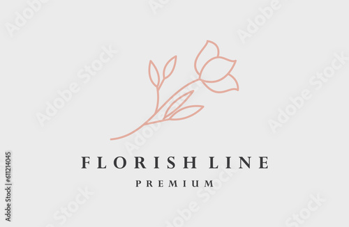 Floral Heraldic or ornamental Luxury FLORISH Logo template Line style .