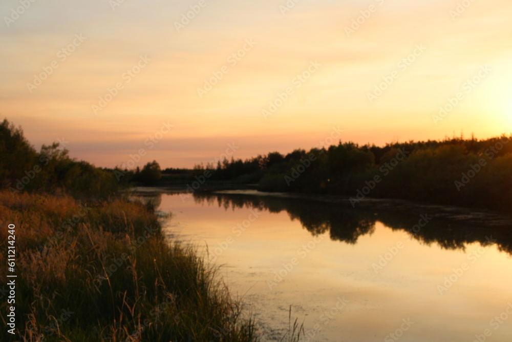 Sunset Colors On The Lake, Pylypow Wetlands, Edmonton, Alberta