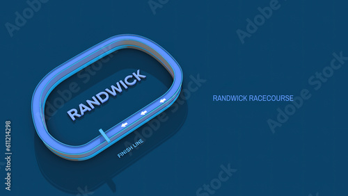 Stylised 3D map of the Randwick racecourse track photo