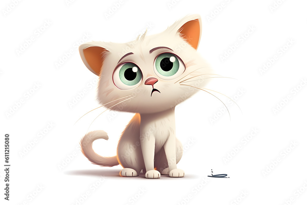 Obraz premium Cute cat illustration, Generative AI