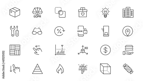 Set of thin line web icon set, simple outline icons collection, Pixel Perfect icons, Simple vector illustration