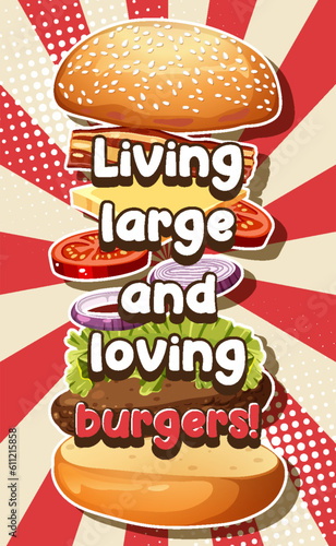 Living large and loving burgers icon cartoon
