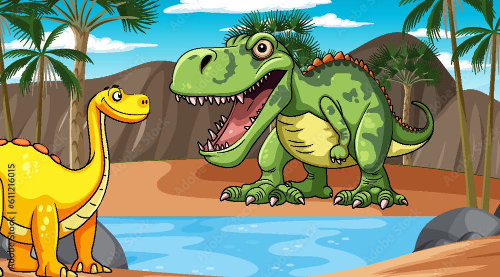 Tyrannosaurus in prehistoric scene Tyrannosaurus in prehistoric scene