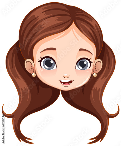 Cute girl head cartoon