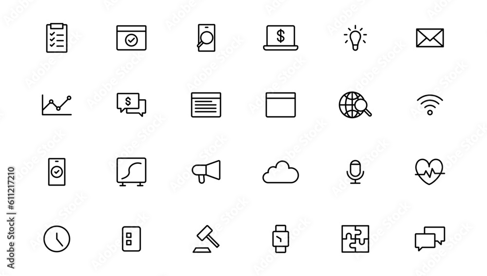 Business and Finance line icons set. Businessman outline icons collection. Money, investment, teamwork, meeting, partnership, meeting, work success.Outline icon . Business and Finance line icons set. Businessman outline icons collection. Money, investment, teamwork, meeting, partnership, meeting, work success.Outline icon .