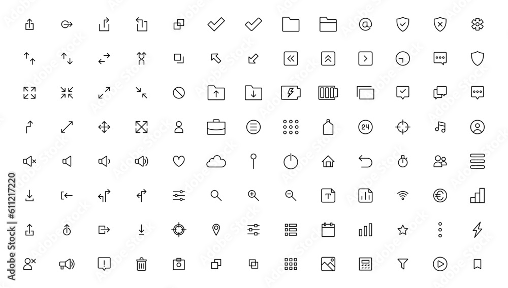 Ui UX icon set, Web and mobile user interface icon set collection.Outline icon.