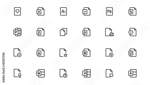 Document line icon set. Documents symbol collection. Different documents icons. Outline icon .