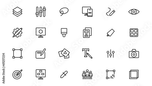  Graphic Design related icon . Outline icon.