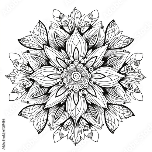 Wallpaper Mural Floral Mandala  Design For Adult Coloring Book Page
 Torontodigital.ca