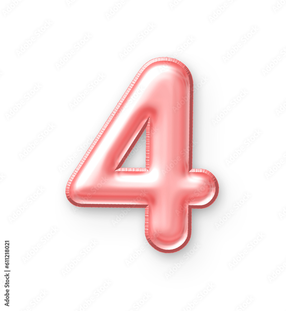 4 Number Balloon Pink 4 Number Balloon Pink