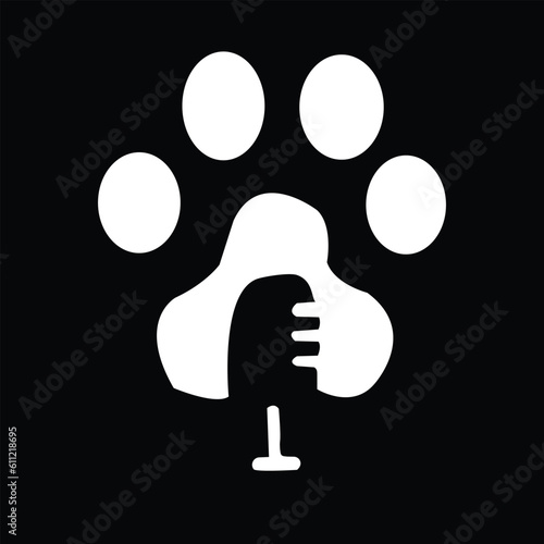 Music with dog/ music and paws/ music logo/ Music dog logo design/ music and dog concept/ Paw logo
